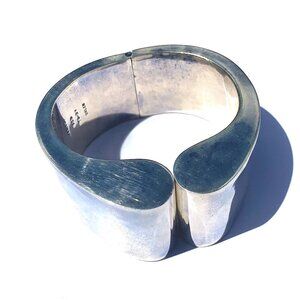 VTG 1980s Sterling Silver Hinged Cuff Bracelet, Dulce Plateros Taxco Mexico 950